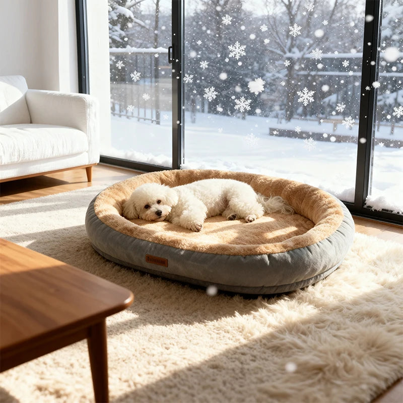 Winter Calming Plush Pet Bed for Cats Dogs