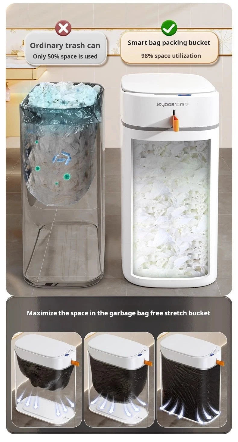 JOYBOS Smart Sensor Trash Can With Auto Adsorption Bag Rechargeable Garbage Trash Can For Home Toilet Living Room Household