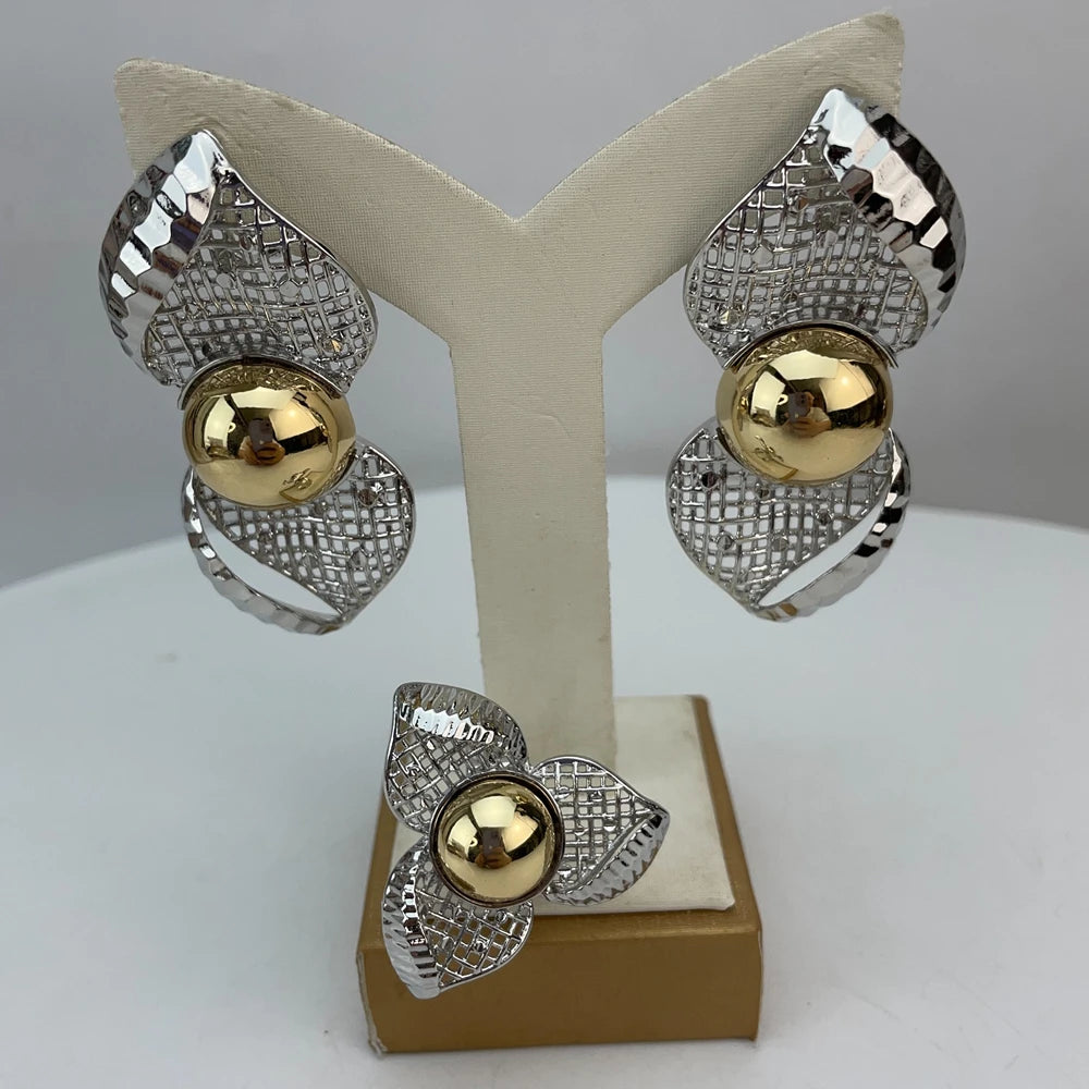 Brazilian Simple Style African Bride Light Weight Colorful Necklace Latest Luxury Jewelry Set For Women Party FHK22799