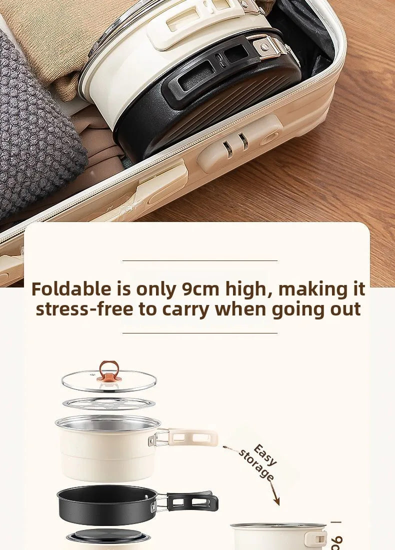 Electric Cooker 110V/220V Cooking Pot Foldable Hotpot 1.6L Portable Multi cookers Split Type Rice Cooker Frying Pan Home Travel