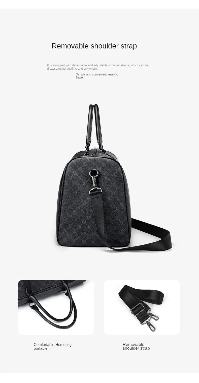 Men Business Travel Luggage Bag Leather Travel Duffle Large Capacity Hand Luggage Bag Short Trip Shoulder Bags Luxury Handbag