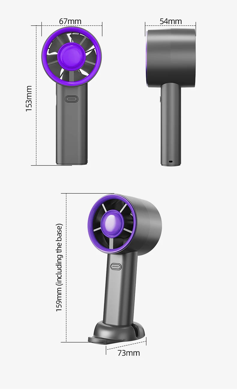 Mini Handheld USB Fast Charging Silent High-Speed Air Cooling Portable Fan Personal for Travel Outdoor Activities