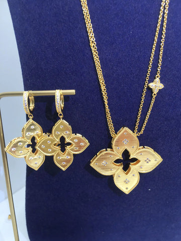 AccKing 2pcs Bridal Zirconia Full Jewelry Sets For Women Party, Luxury Dubai Nigeria CZ Crystal Wedding necklace sets