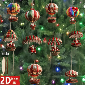 2D Santa Claus Parachute Christmas Tree Ornaments New Year Party Decoration 2025 Christmas Indoor Outdoor Home Decor DIY Gifts
