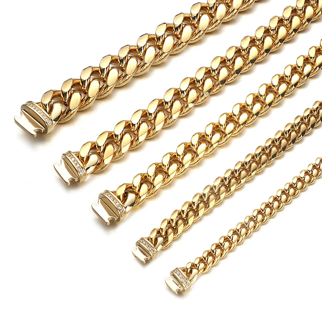 New Arrival 6mm-18mm Any Length 316L Stainless Steel Miami Curb Cuban Chain Necklace for Men & Women Gift Crystal Lock