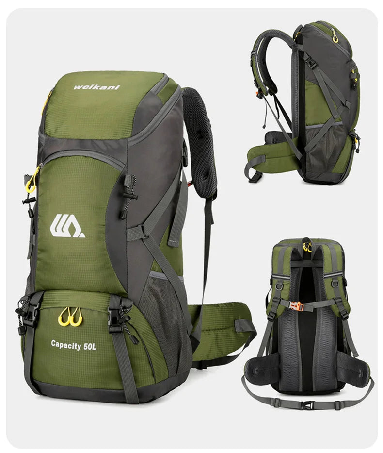 50L Waterproof Hiking Backpack with Shoe Pocket
