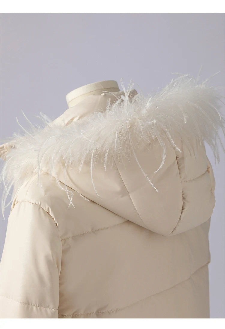 K1050W Women's Luxury Winter Coat High-Quality Long Thick Hooded Jacket for Ladies