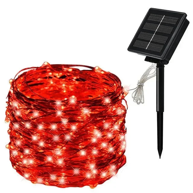 7M~42M Solar Power Fairy String Lights, Waterproof, Copper Wire, Christmas Party Garland, Outdoor Garden, Wedding