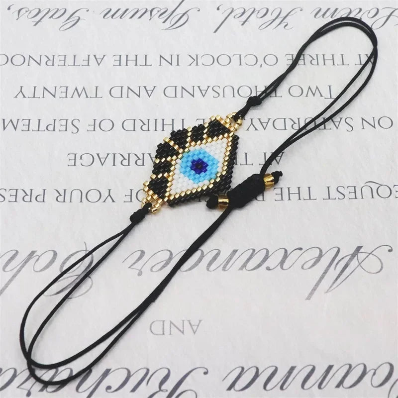 ALIYA Turkish Evil Eye Bracelet for Women Handmade Woven Colorful Miyuki Seed Beads Pulseras Lucky Greek Eye Bracelets Gift