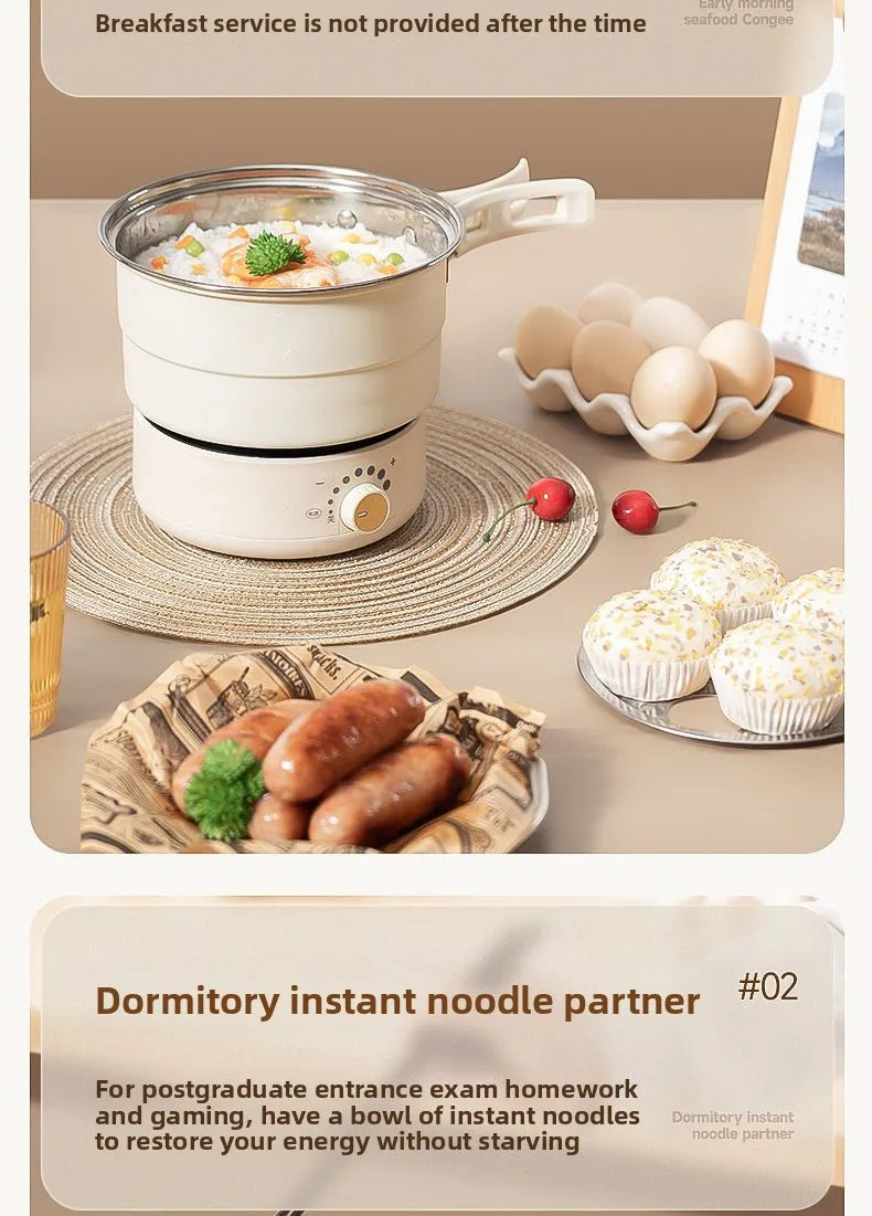 Electric Cooker 110V/220V Cooking Pot Foldable Hotpot 1.6L Portable Multi cookers Split Type Rice Cooker Frying Pan Home Travel