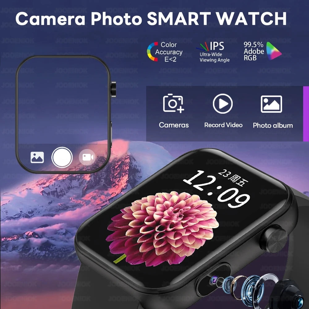 Camera Smart Watch with Video, BT Call & Health