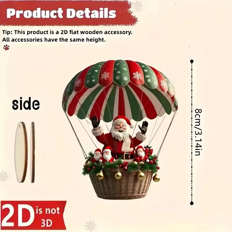 2D Santa Claus Parachute Christmas Tree Ornaments New Year Party Decoration 2025 Christmas Indoor Outdoor Home Decor DIY Gifts
