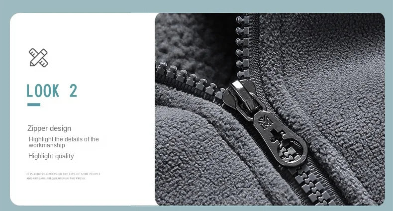 Winter Warm Cashmere Jacket Mens High-end Ski Fleece Iined Thickened Hoodie Coat Casual Womens Outdoor Camping Cold-proof Jacket