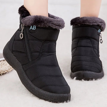 Women’s Waterproof Winter Ankle Boots – Fur-Lined Low Heels