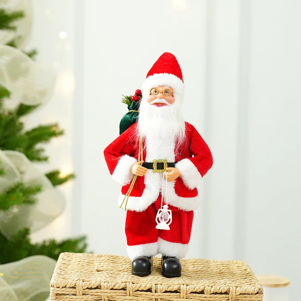 30cm Cute Santa Claus Doll Standing Santa Claus Statue 2025 Xmas Tree Ornament Christmas Decor Home Navidad Gift New Year 2026