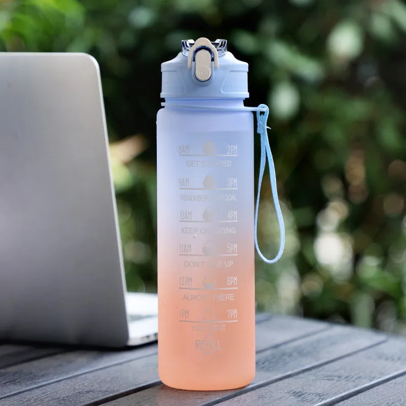 750ML Sports Water Bottle with Time-Tracking Straw Leak Proof Locking Flip Cover for Easy Carry Ideal for Outdoor Adventures