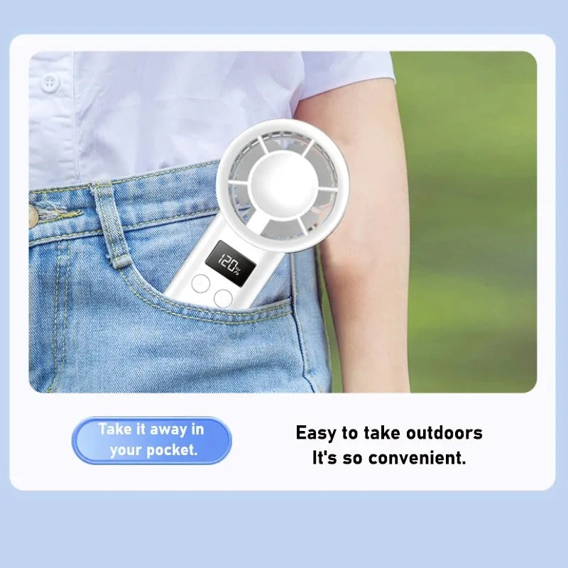 120 Wind Speeds Bladeless Portable Hand Fan USB Rechargeable Mini Handheld High-Speed Personal Fan for Eyelash Makeup