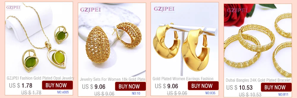 Women Necklaces Earrings Ring Bracelet 4Pcs Jewelry Set Classic Design Dubai Nigeria Jewelry 22K Gold Plated Trending