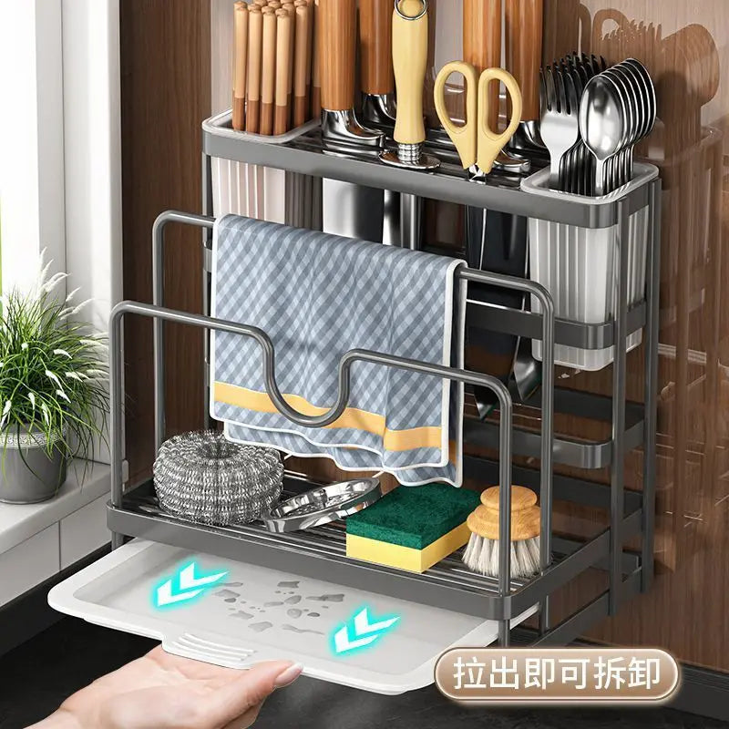 Kitchen knife holder, chopstick cage, storage rack, household multifunctional countertop, cutting board rack, vegetable board