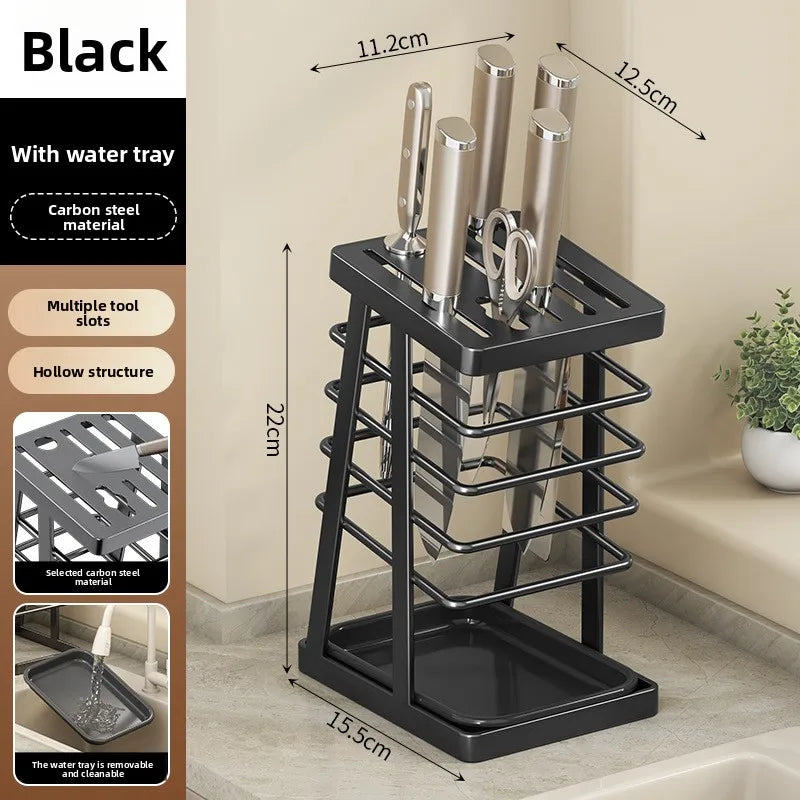 Kitchen knife rack storage rack countertop drainage all-in-one knife storage rack kitchen knife rack for home knife holder