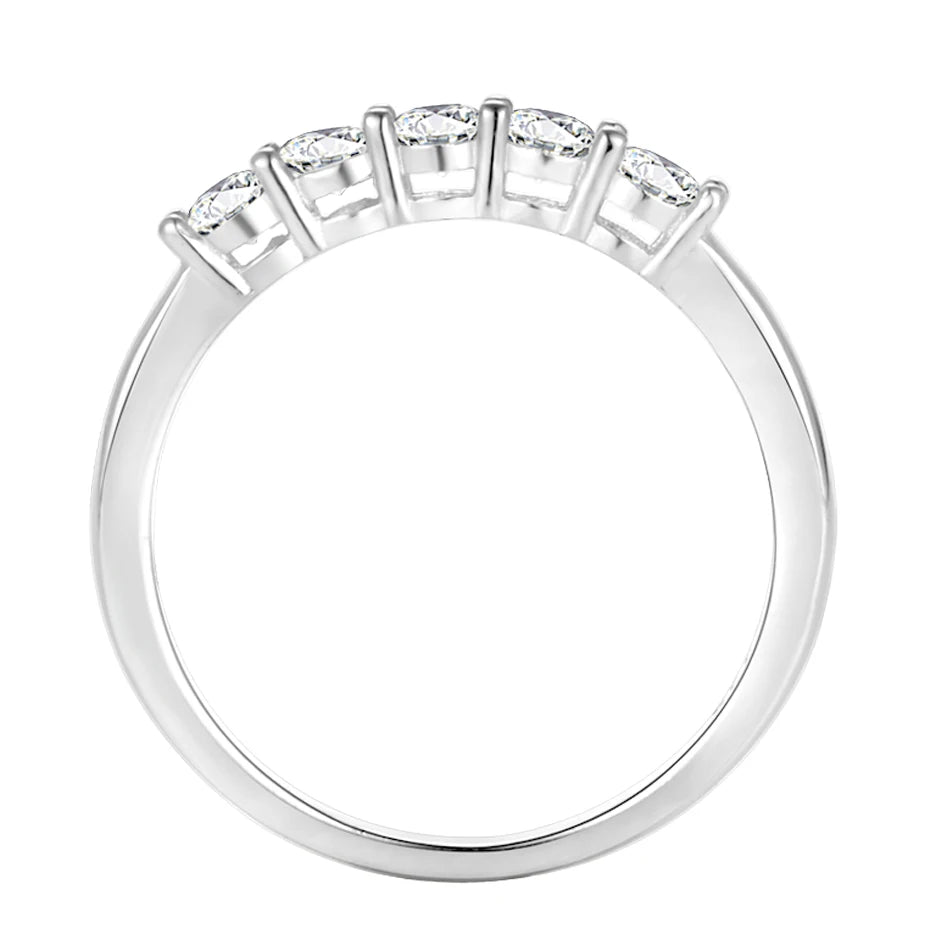 URMYLADY 0.5CT 3mm Gemstone Moissanite Rings for Women S925 Silver Matching Wedding Diamonds Band Stackable Ring White Gold Gift