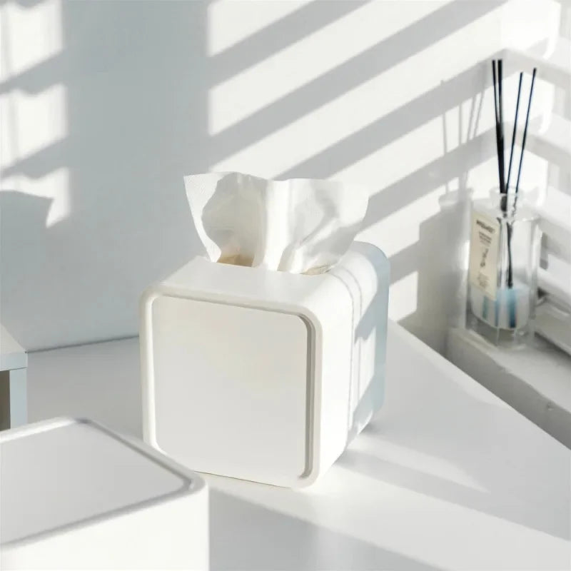 Tissue Towel Dispenser Desktop Toilet Paper Roll Holder Plastic Box for Bathroom Kitchen Household or Office Paper Organizer