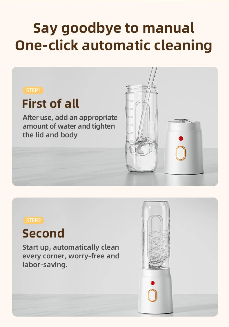 Portable Electric Blender 40W USB Rechargeable Cordless Juicer High Powerful Juicer Cup For Smoothie Milkshake Juice Food