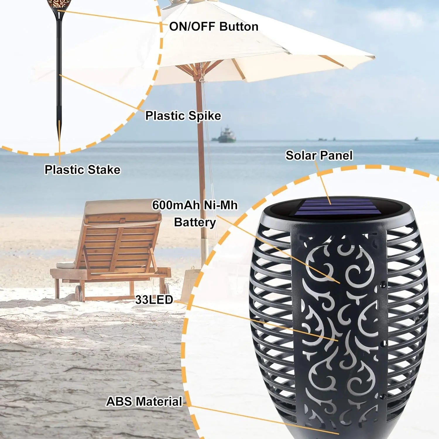 96 LED Outdoor Solar Torch Lights Waterproof Garden Patio Flickering Dancing Flame Lamp Lawn Lighting