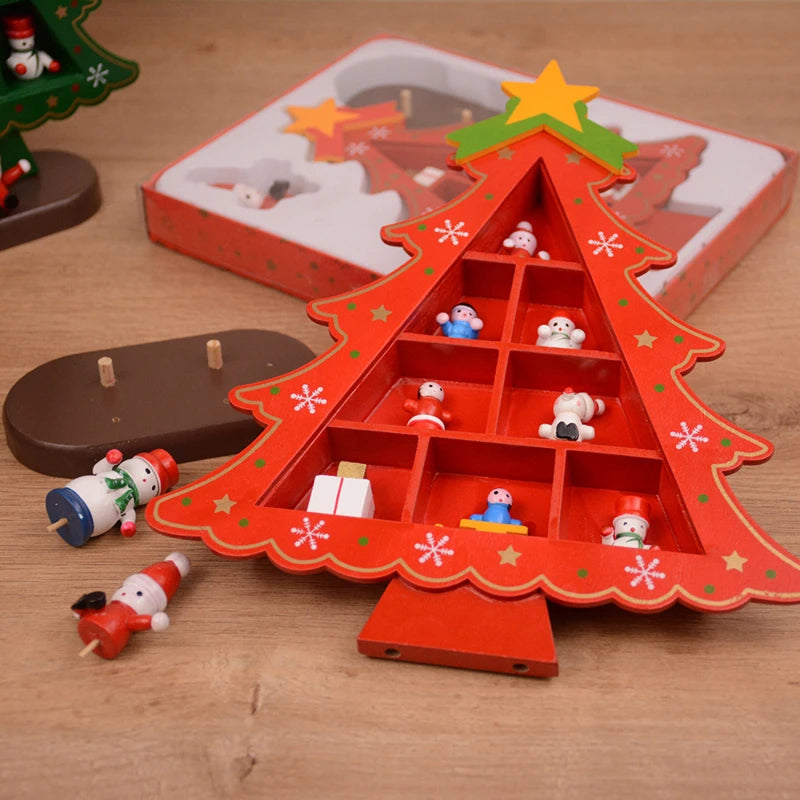 Christmas Decorations DIY Wooden Xmas Tree Table Desktop Ornaments Wood 3D Christmas Tree Craft For Navidad New Year Kids Gifts