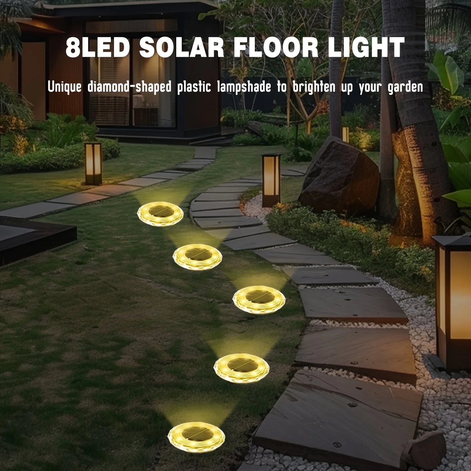 4/8PCS Solar Lawn Lights Outdoor 8 LED Solar Underground Lamp Waterproof Solar Buried Light for Garden Patio Pathway Landscape