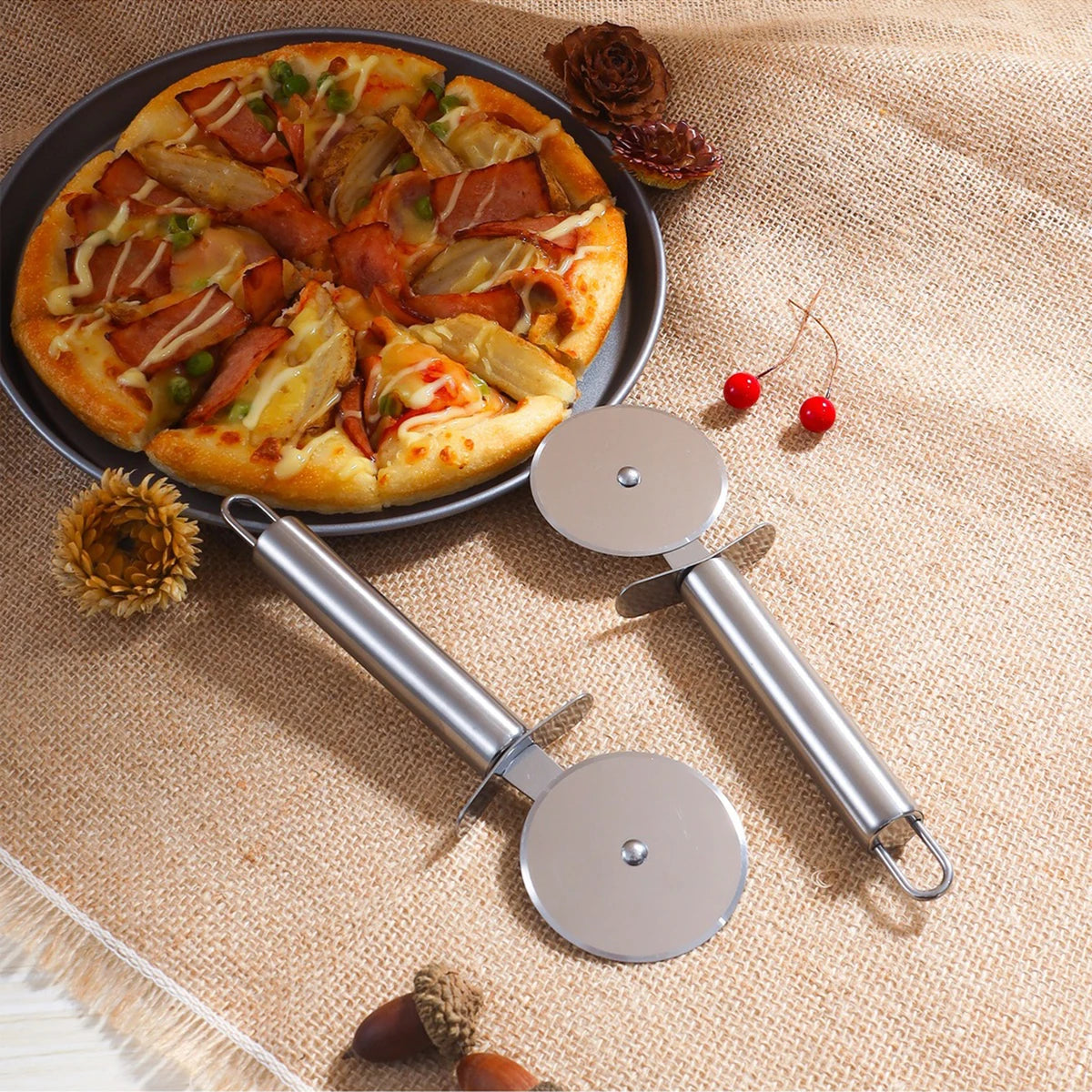Stainless Steel Pizza Cutters Pastry Roller Cutter Pizza Knife Cookie Cake Roller Wheel Scissor Bakeware Kitchen Accessories