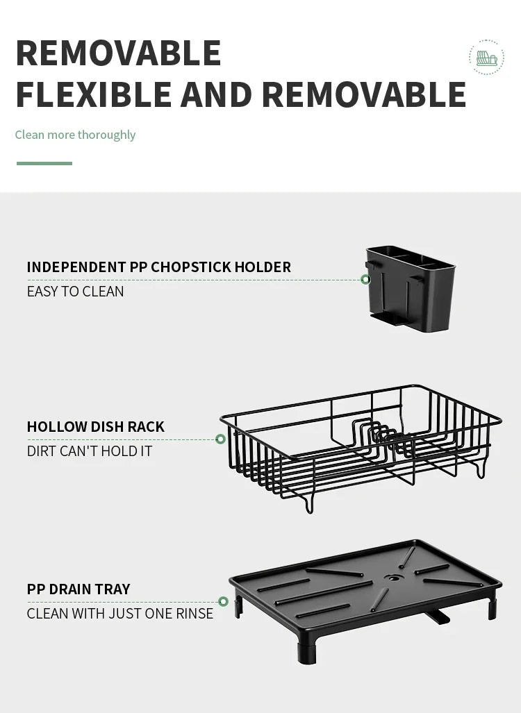 dish draining rack,Cutlery rack with drain tray and drip line,cup holder,cutlery holder,Kitchen countertop storage rack