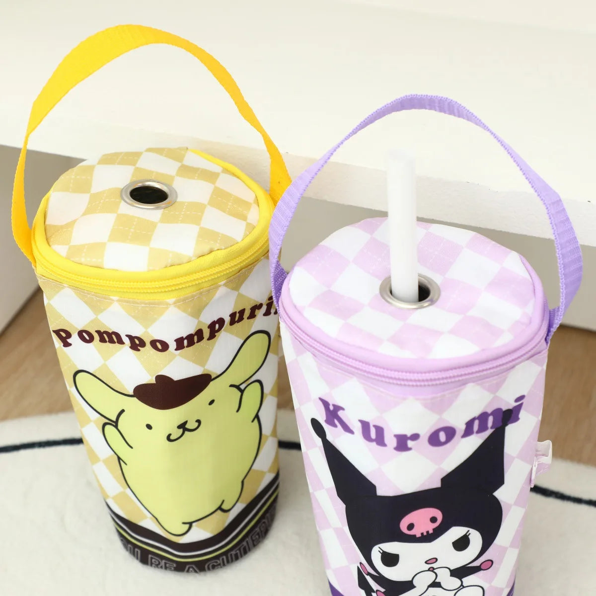 Cute Stitch Lingge Printed Portable Insulated Cooler Bag Tea Tote Bag Cartoon Eco-Friendly Carrying Insulated Cup Cover Handbag