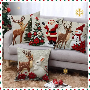 45x45cm Cartoon Christmas Pillow Cover Elk Santa Claus Snowman Xmas Tree Merry Christmas Decor Gift 2025 Happy New Year 2026