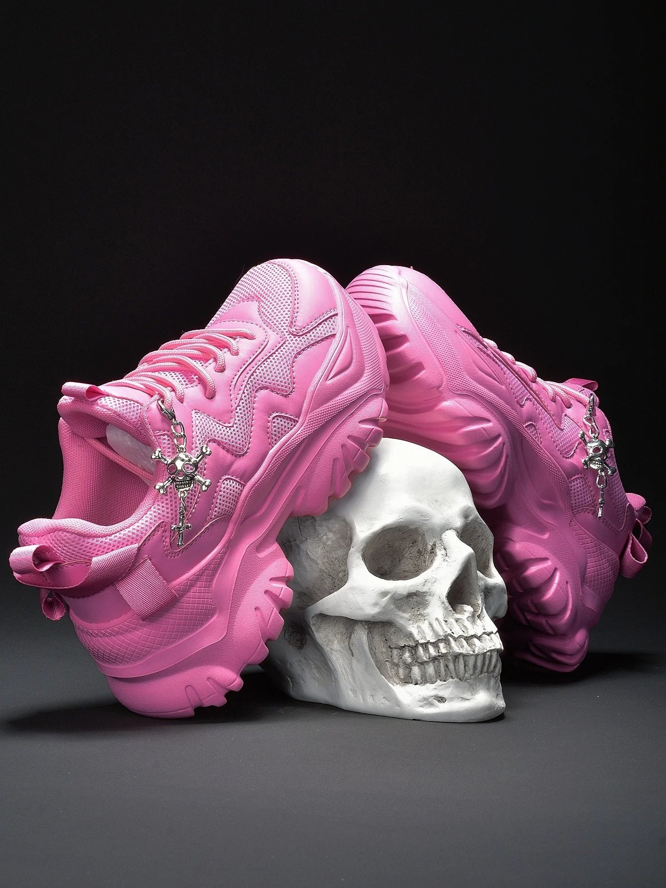 Women’s Punk Platform Sneakers Lace-Up High Heel Shoes