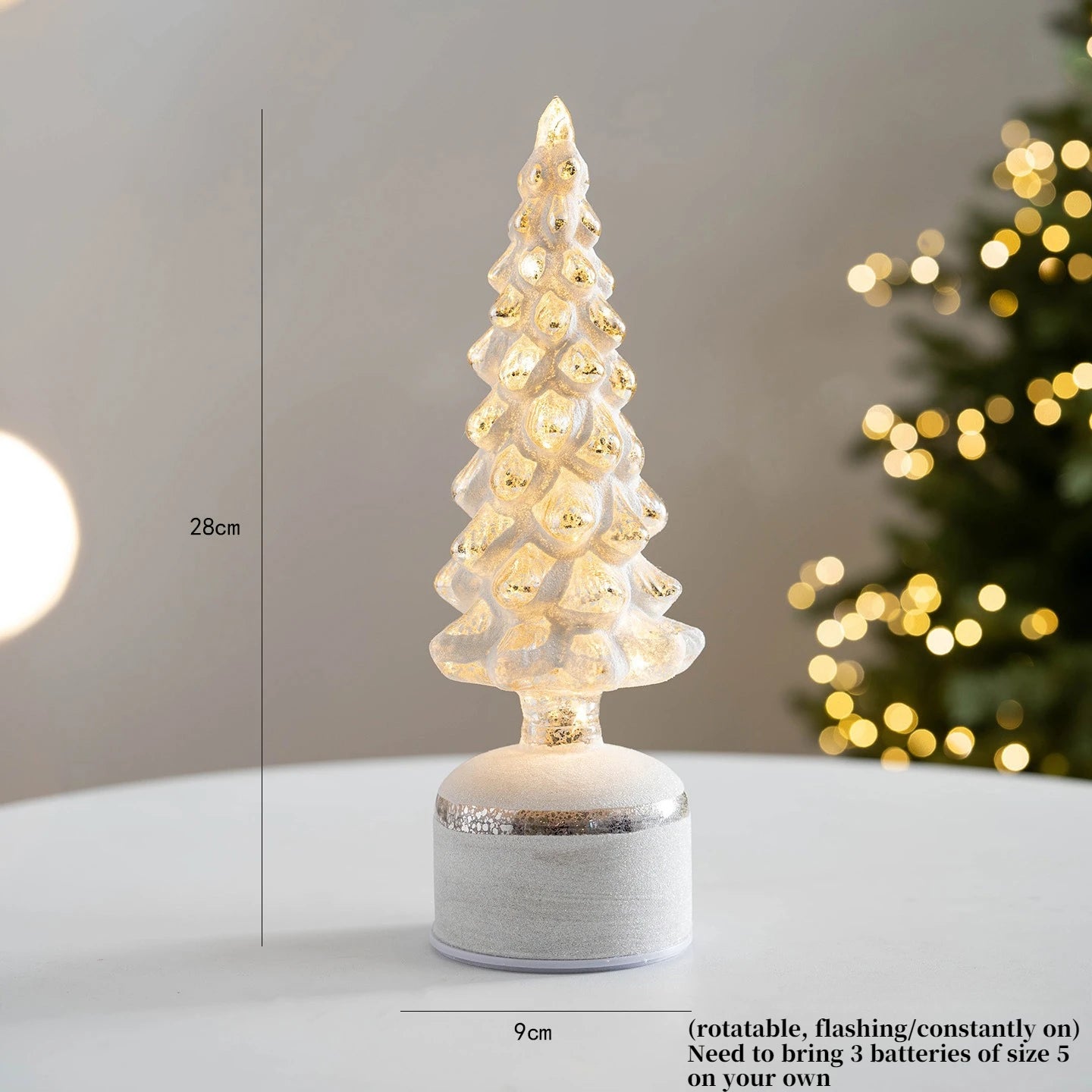 Portable Christmas Tree Night Light | 100% Cordless for Bedroom Desk | Battery Not Included | Romantic Xmas Decor Gift