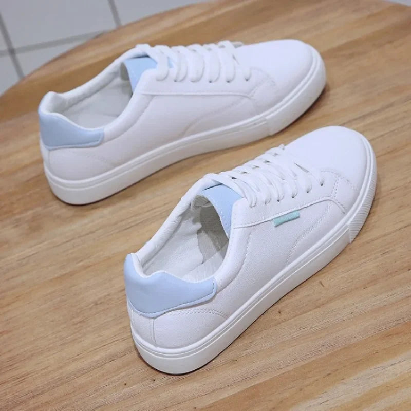 Women’s PU Leather Sneakers – Breathable Casual Flats