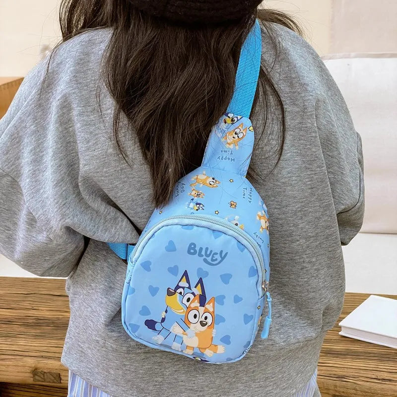 Bingo Friends Children's Bag Cute Bluey Family kids Chest Bag Kindergarten Cartoon Light Crossbody Bag Halloween Christmas gift