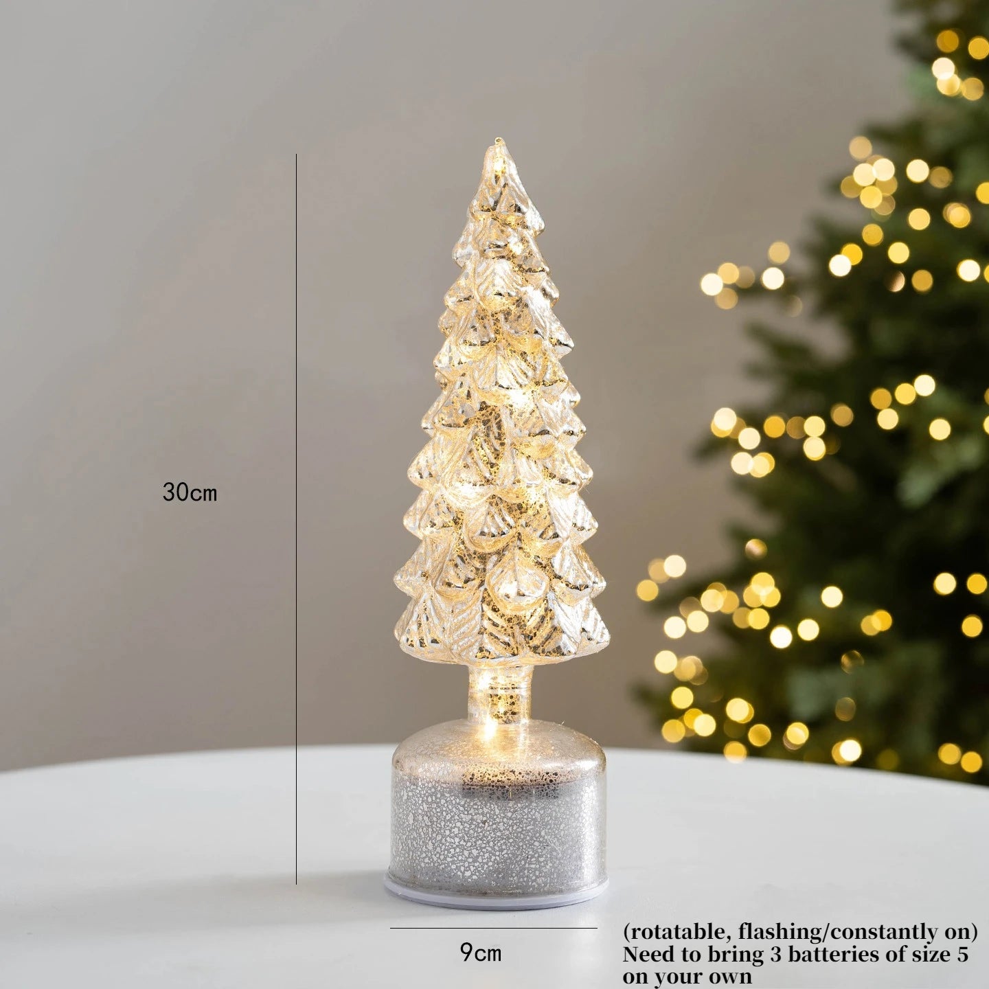 Portable Christmas Tree Night Light | 100% Cordless for Bedroom Desk | Battery Not Included | Romantic Xmas Decor Gift