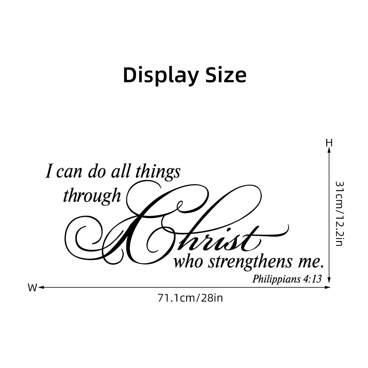 Christianity Text“I Can Do All Things Through Christ ..”Art Wall Stickers for Bedroom Living Room Decoration Wall Decals
