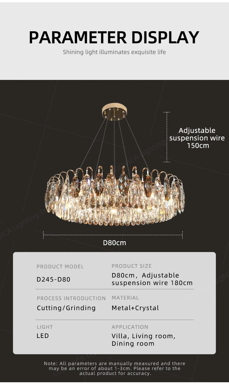 Modern Luxury Crystal Chandelier Living Room Kitchen Dining Room Chandelier Home Decoration LED Ceiling Chandelier