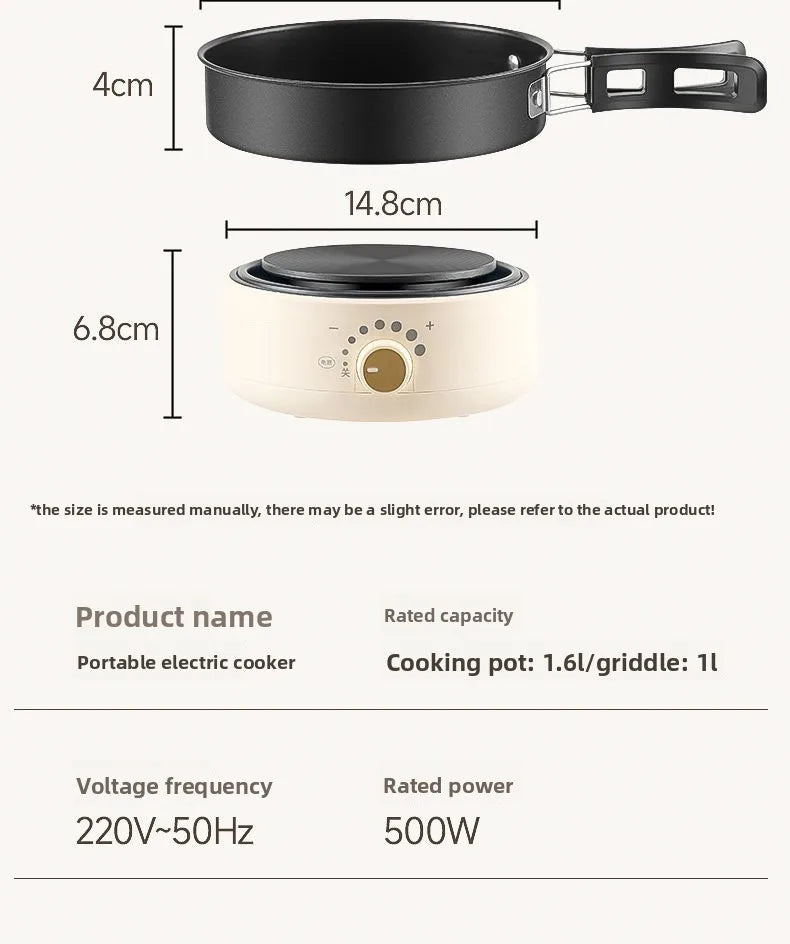 Electric Cooker 110V/220V Cooking Pot Foldable Hotpot 1.6L Portable Multi cookers Split Type Rice Cooker Frying Pan Home Travel