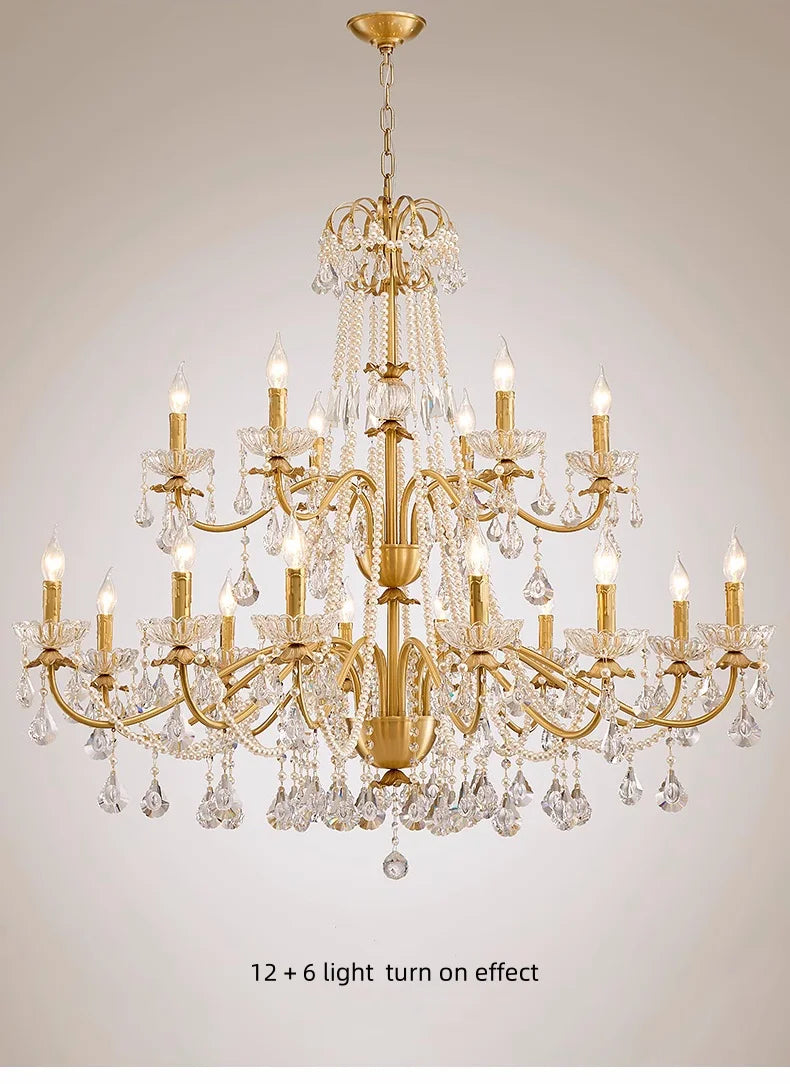 French Luxury Candle Chandelier Foyer Lustre K9 Crystal Pendant Lights French Candle Droplight Home Decor Led Lamparas Lamp