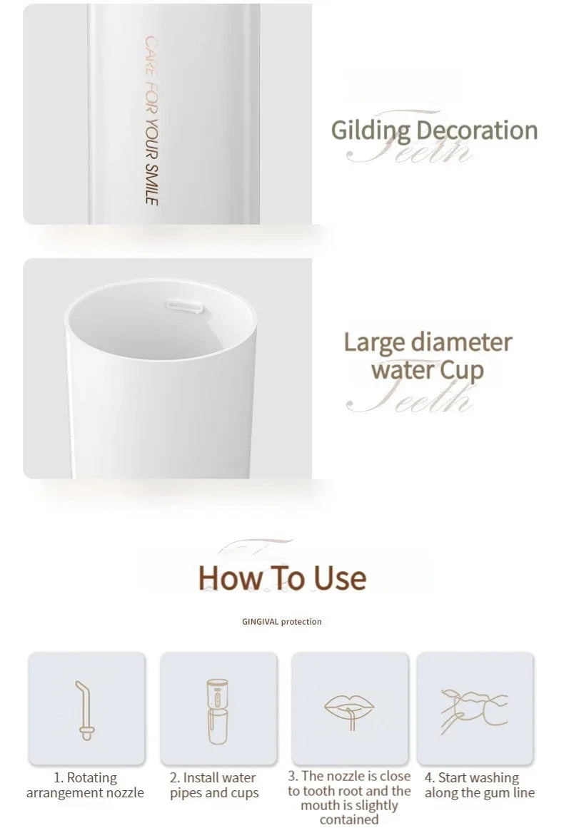 Portable Electric Oral Irrigator Water Flosser 3 Modes Waterproof Dental Cleaner for Teeth Personalized Oral Care