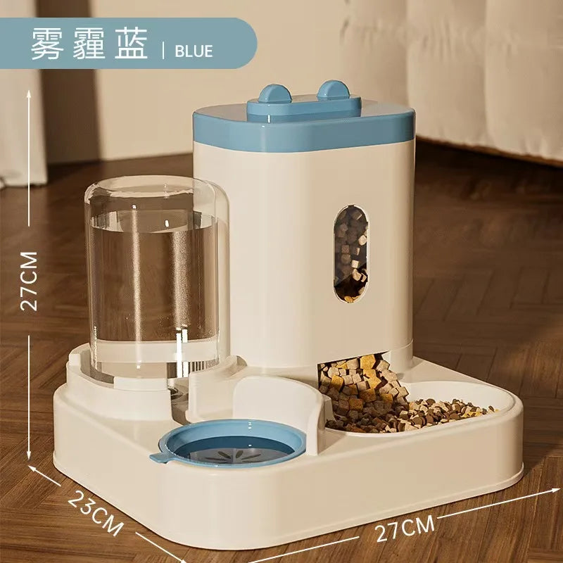 Cat feeder, dog and cat basin, equipped with water dispenser bowl, automatic recycling utensil, universal pet products