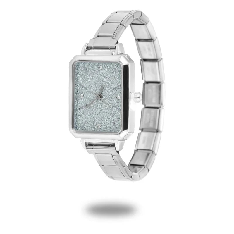 New Fashion Women's Stainless Steel Square Round Shiny Watch Bracelet For Party Friend Wife Birthday DIY Jewelry Gift