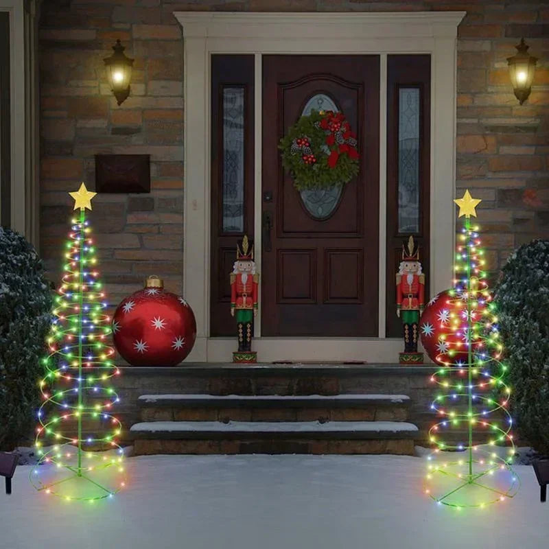 Solar Christmas TreeOutdoor Stand Garden LED Ground Lamp String Saterproof IP65 Star Lantern Decorative Home Decor
