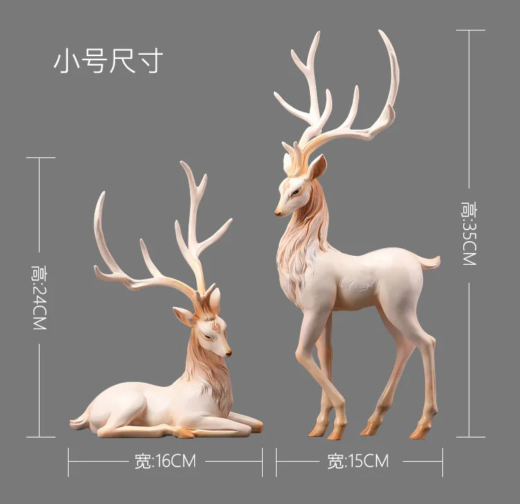 High-End Deer Statue Reindeer Statue Resin Elk Sculpture Living Room Luxury Home Decor Nordic Desktop Accessories New