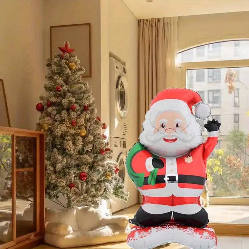 1pc 47-Inch Giant Standing Santa Claus Inflatable Balloon - for Christmas & Birthday Party Decorations, Aluminum Foil, Santa