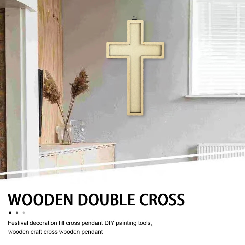 Log Cross Wall-mounted Large Christ Decorations Hanging Simple Wooden Crafts Altar Church Wall Decoration Holiday Atmosphere